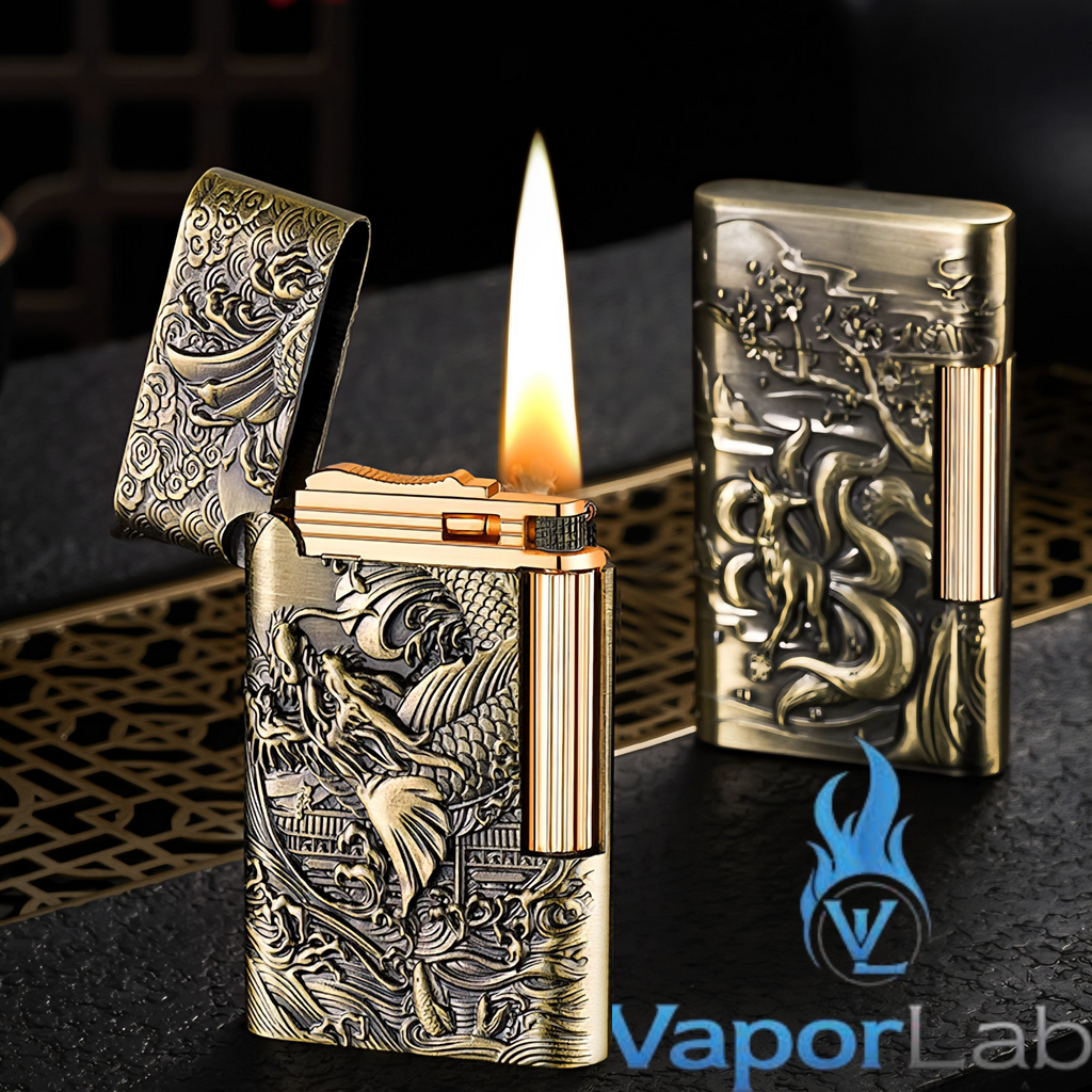 korek api roda sumbu minyak body ukiran full gesek samping vintage classic kerosene bronze oil lighter