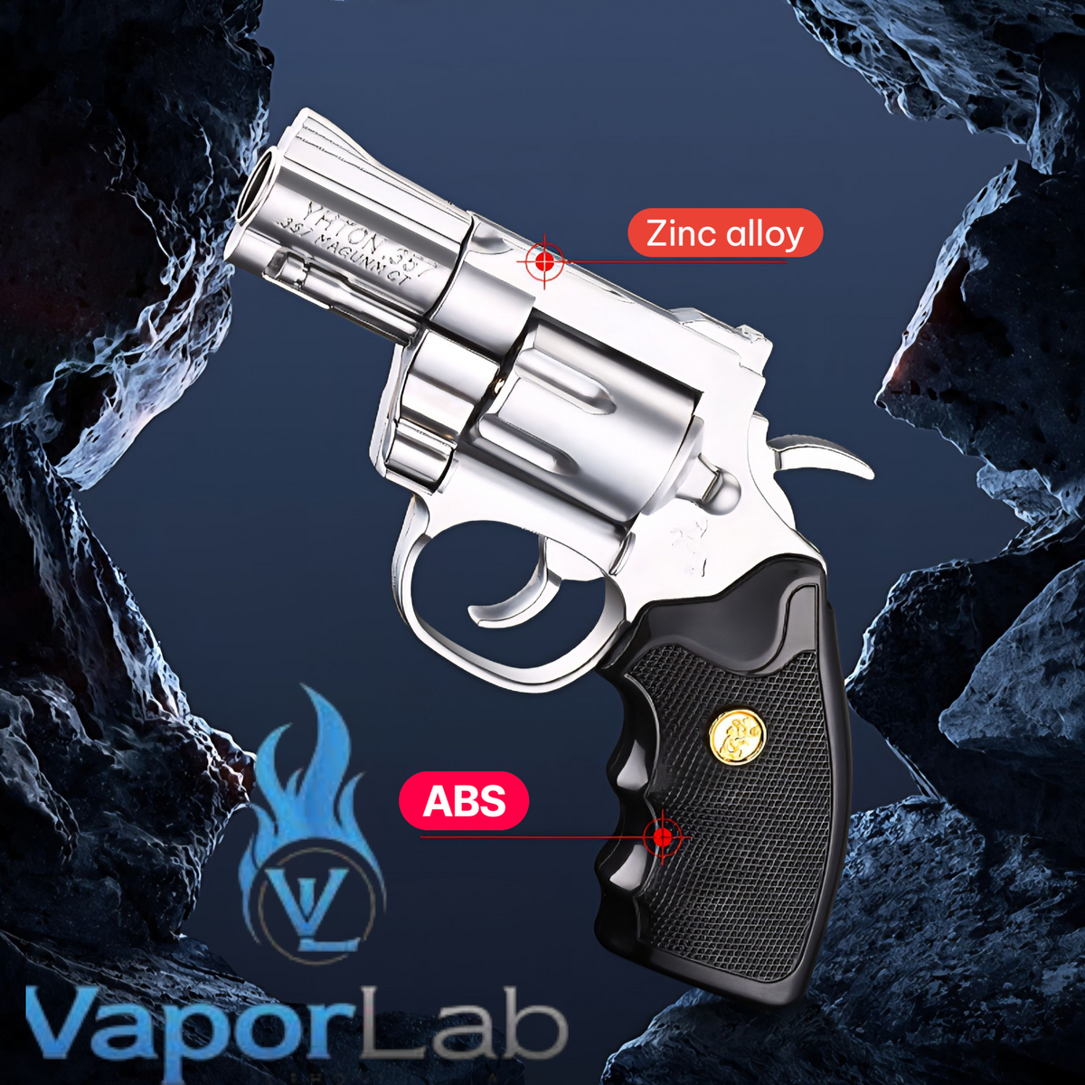korek api gas model replika pistol revolver pyhton piton metal mini gun shaped refillable gas lighter zhonglong dengan multi laras dan muffler
