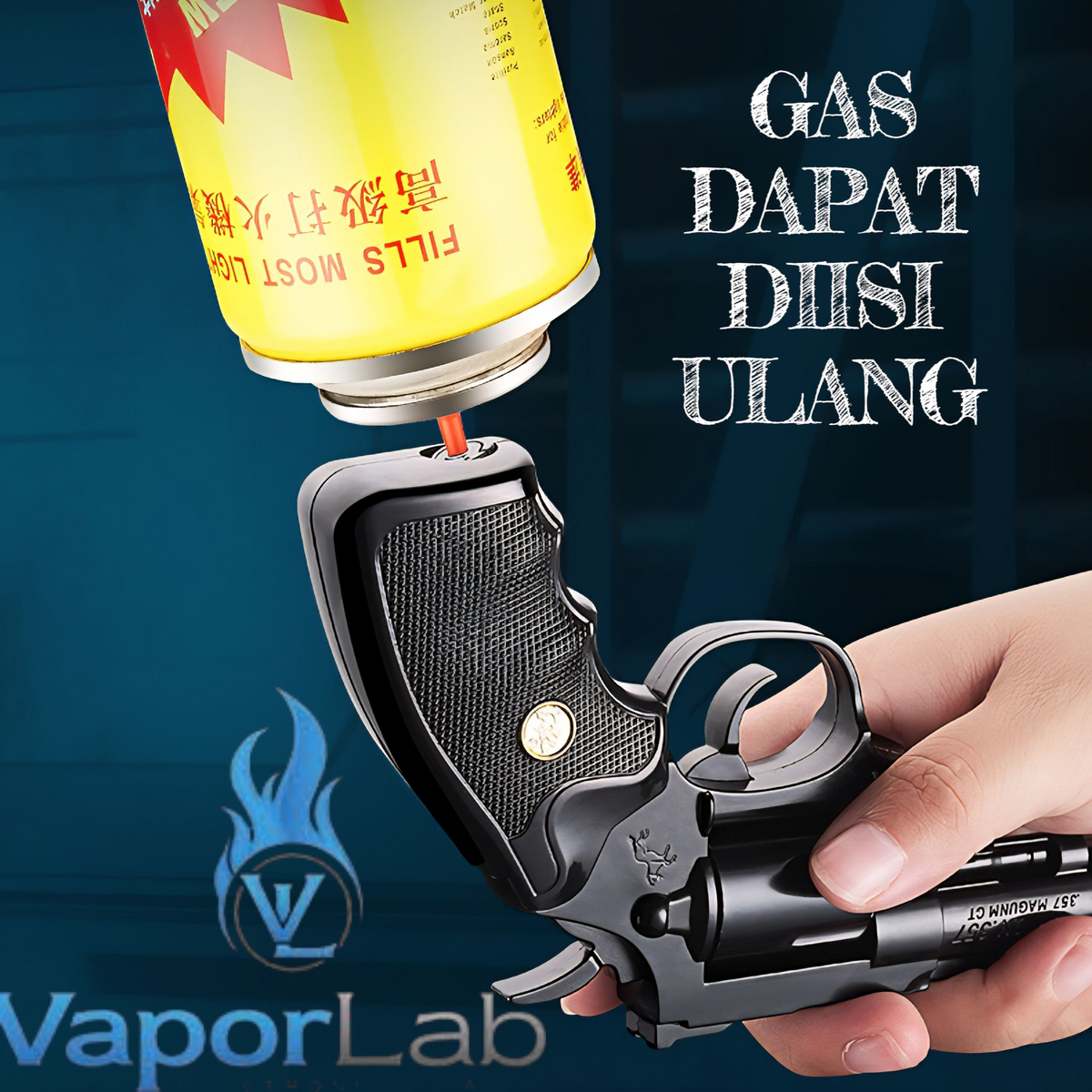 korek api gas model replika pistol revolver pyhton piton metal mini gun shaped refillable gas lighter zhonglong dengan multi laras dan muffler