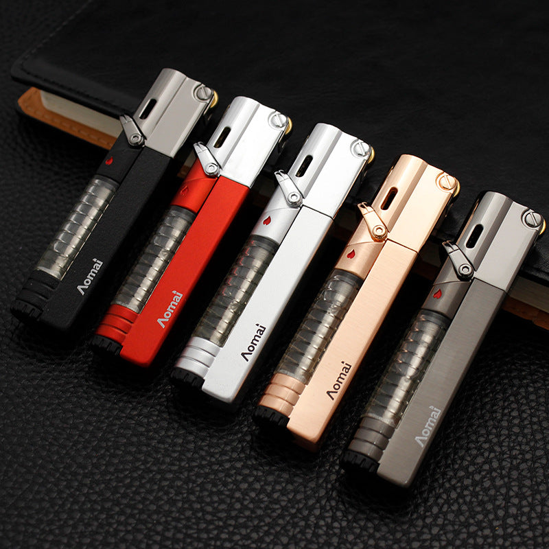 korek api roda gas aomai bara las jet torch refillable gas lighter bisa di lock ada kaca indikator transparant