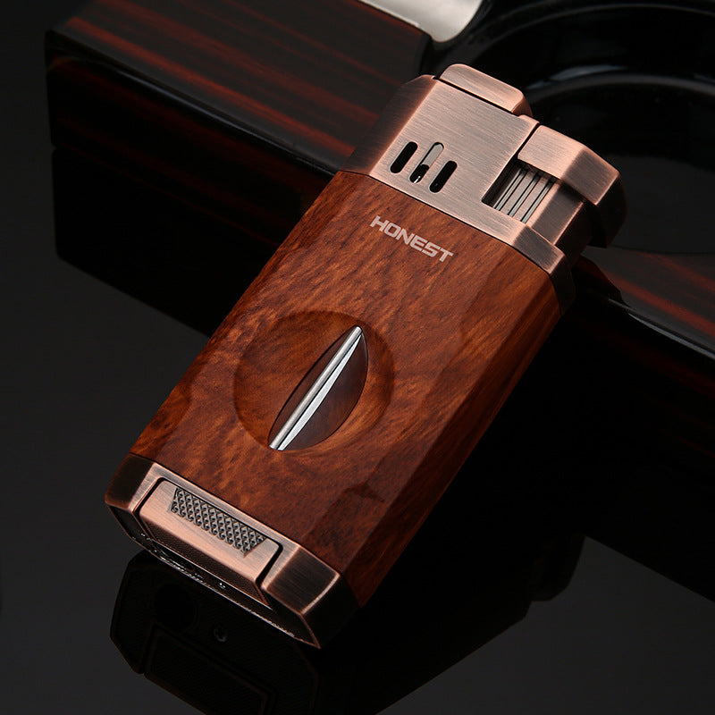 korek api bara dual las HONEST original dengan pemotong cutter untuk cerutu cigar double jet torch gas lighter ada indikator kaca transparant