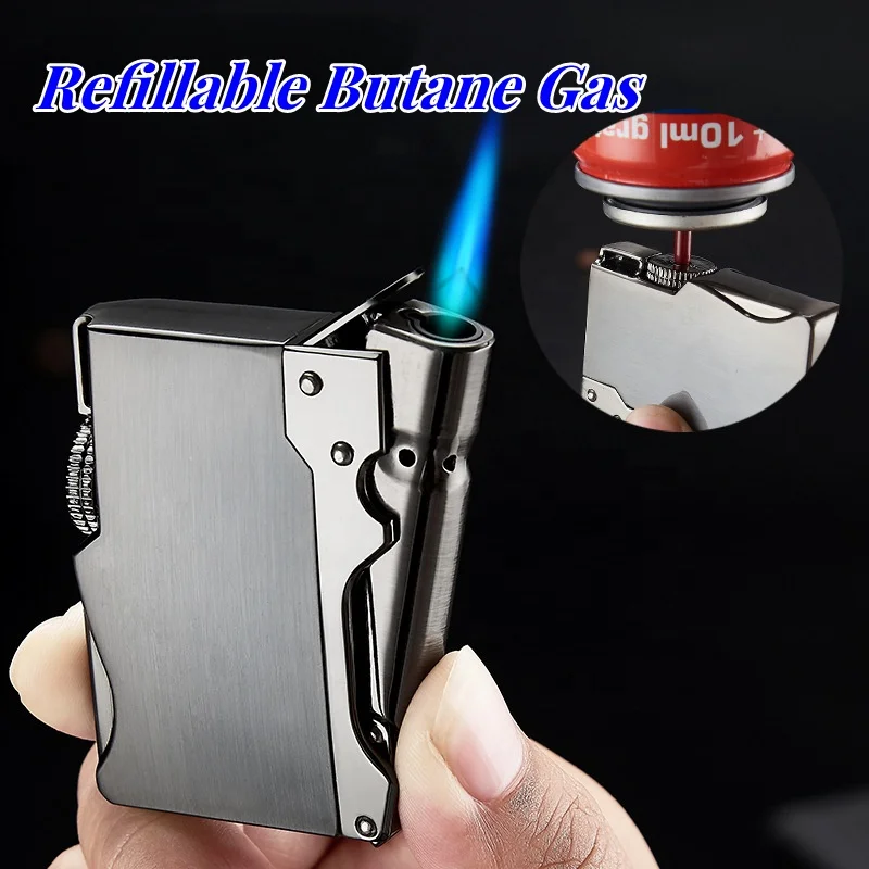 korek api besi bara las FOCUS vintage jet torch metal gas refillable lighter with gift box unik