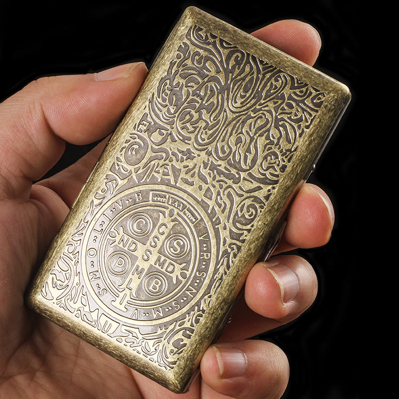 kotak tempat simpan rokok bahan perunggu tebal vintage classic premium copper cigarette case all size universal