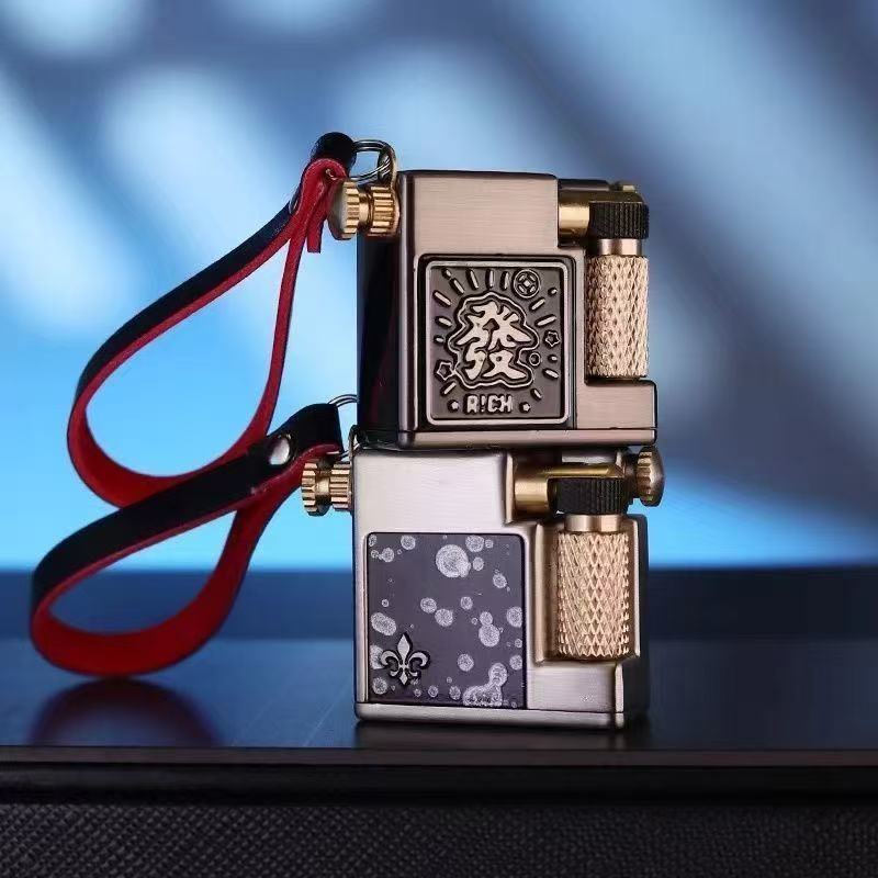 korek api classic pakai sumbu refill minyak vintage mini key chain oil lighter CHIEF 715 with gift box dan gantungan kunci