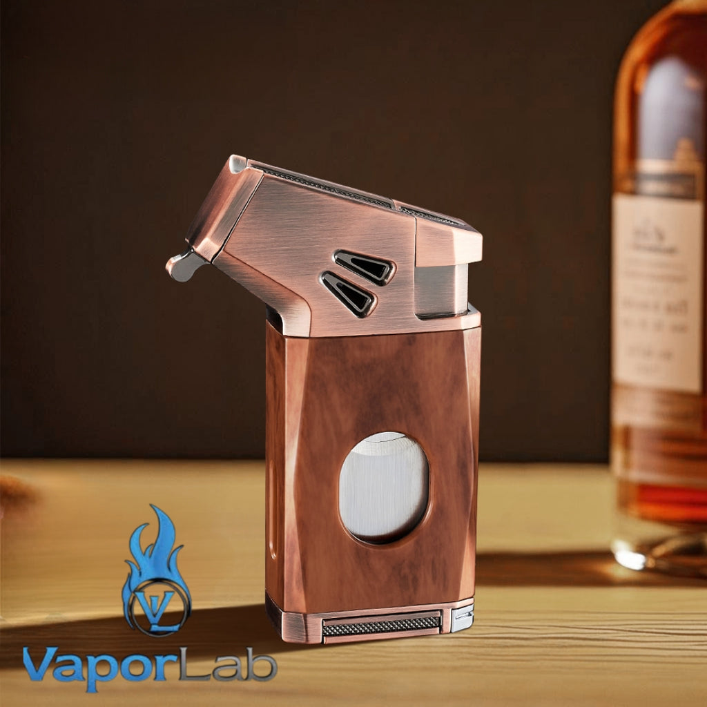korek api bara las multi fungsi 5in1 dengan pemotong cutter puncher holder ada indikator cigar gas jet torch gas lighter mewah gift box