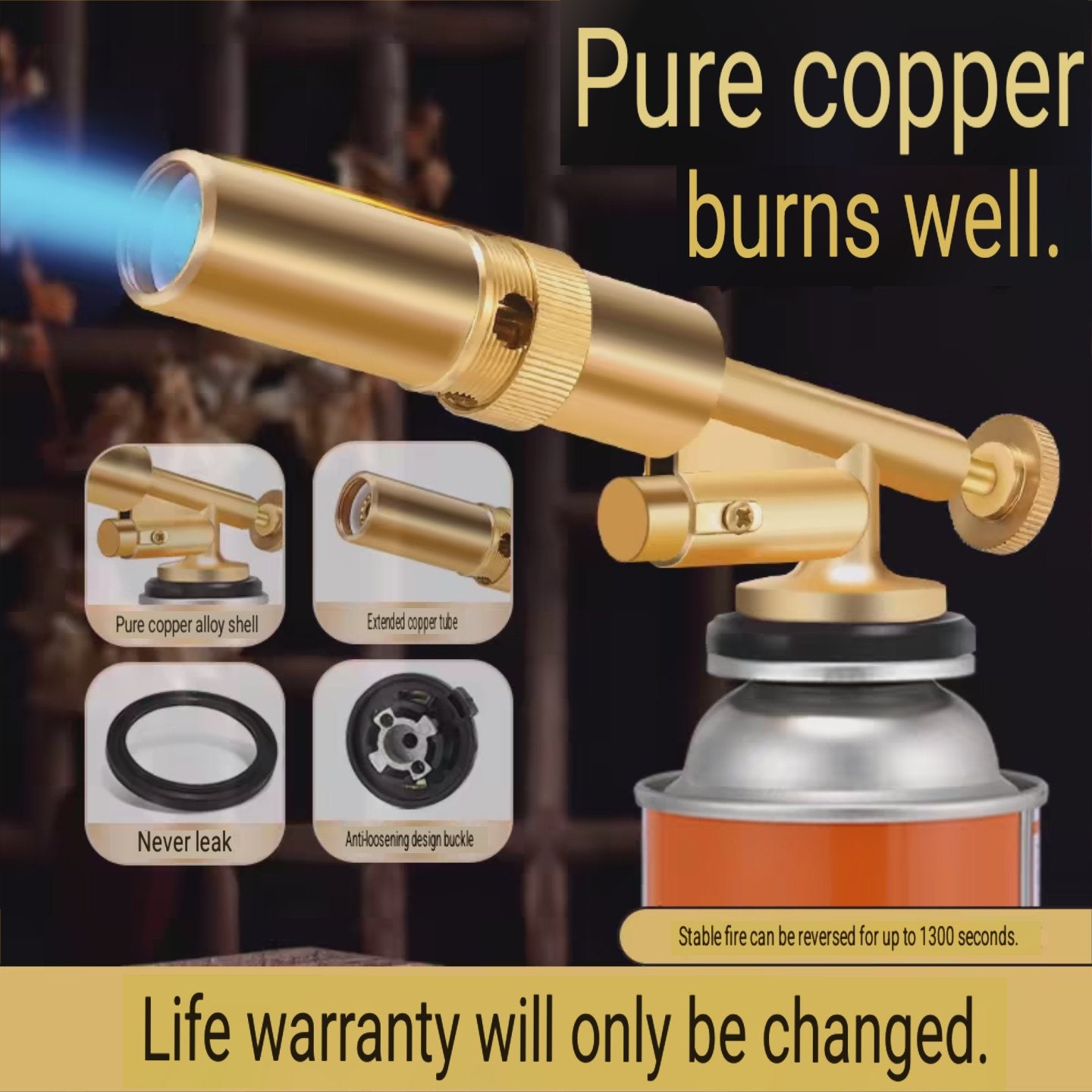 kepala gas torch full asli kuningan alat las blow torch flame gun heavy duty with ignition dengan tombol pemantik for cooking bbq 2936