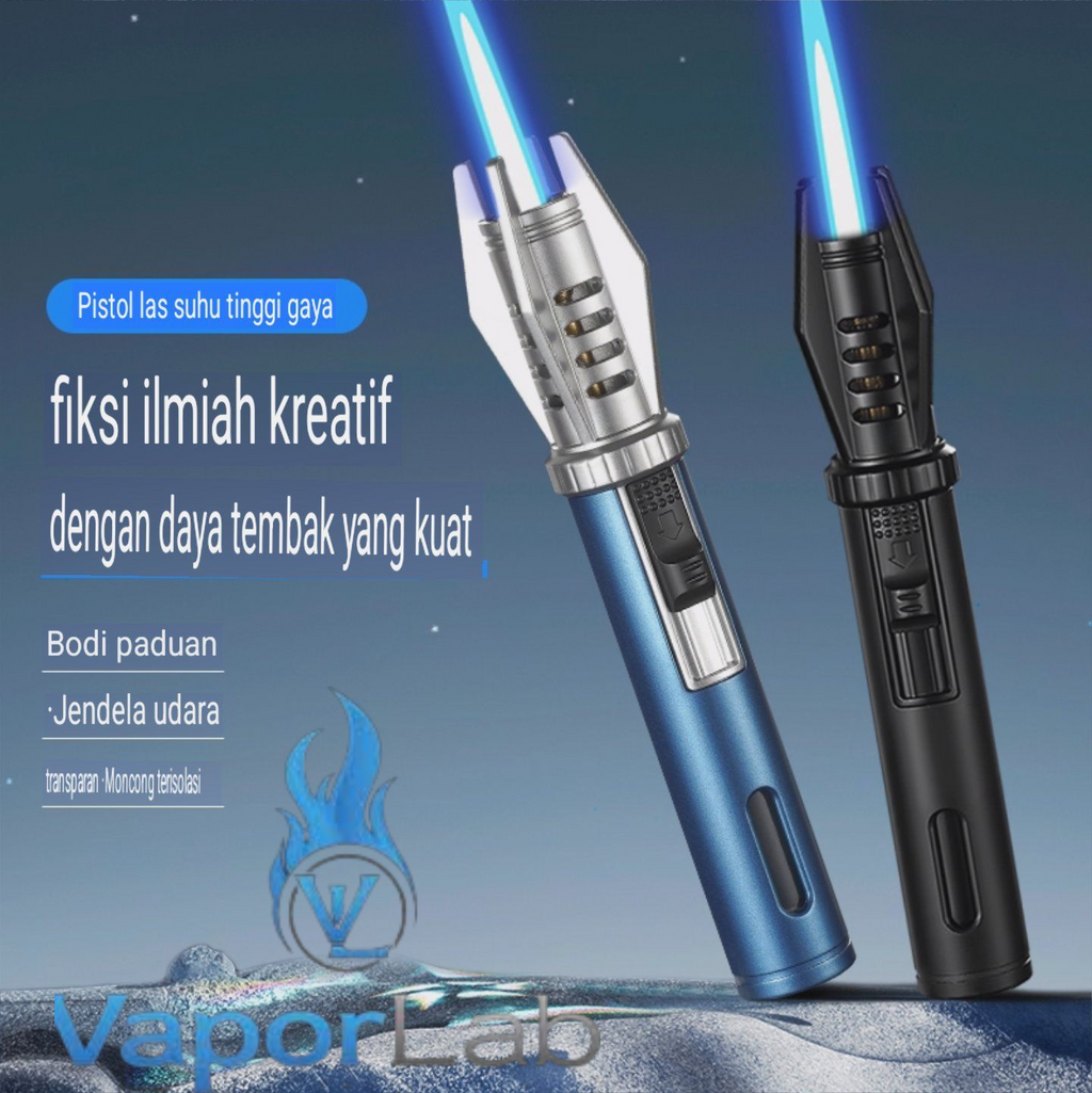 korek api bara las unik model obor mini ada kaca indikator gas refillable jet torch lighter good quality windproof