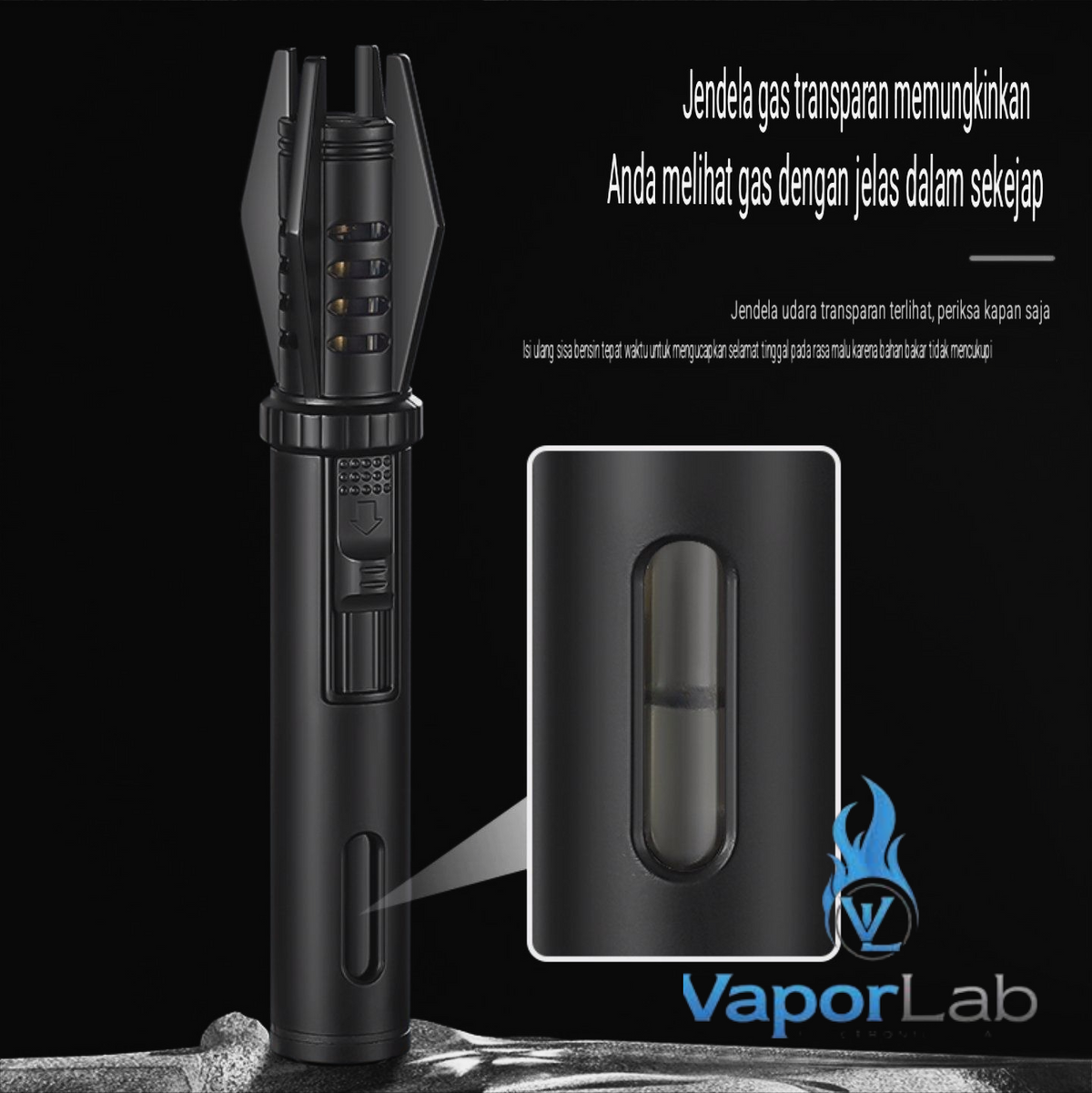 korek api bara las unik model obor mini ada kaca indikator gas refillable jet torch lighter good quality windproof