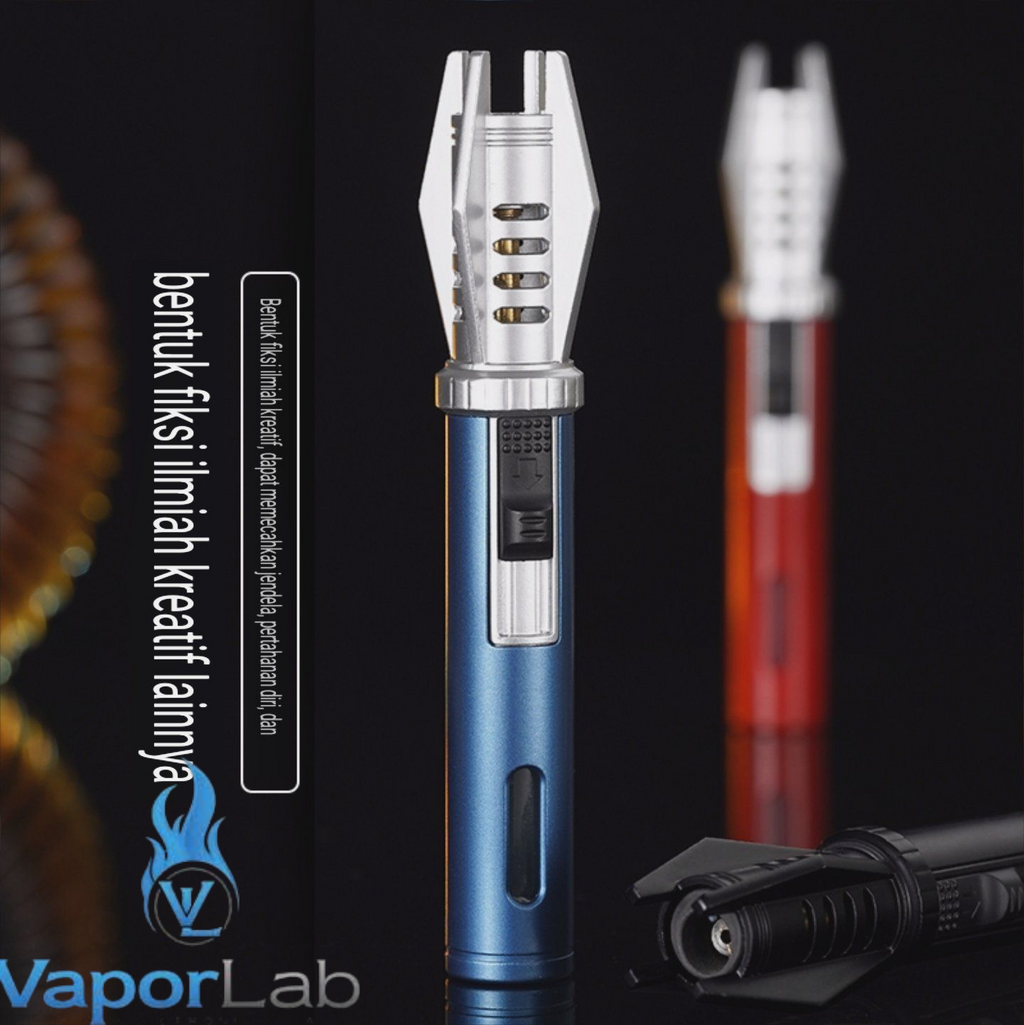 korek api bara las unik model obor mini ada kaca indikator gas refillable jet torch lighter good quality windproof