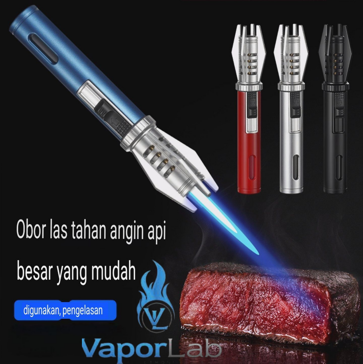 korek api bara las unik model obor mini ada kaca indikator gas refillable jet torch lighter good quality windproof