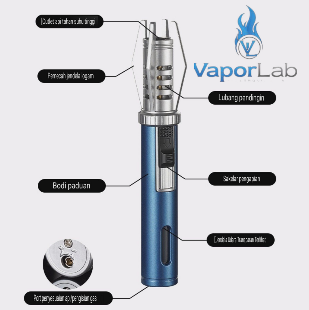 korek api bara las unik model obor mini ada kaca indikator gas refillable jet torch lighter good quality windproof