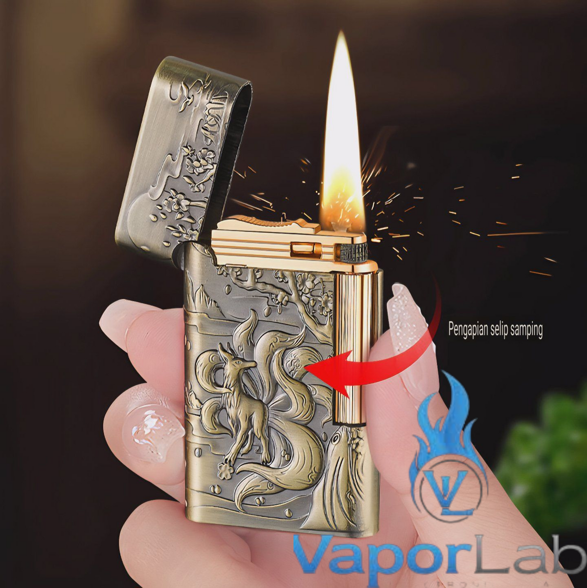 korek api roda sumbu minyak body ukiran full gesek samping vintage classic kerosene bronze oil lighter