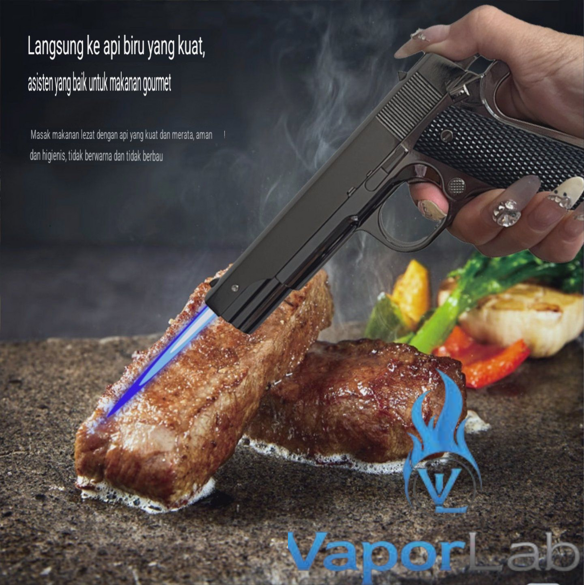 korek api gas bara las model pistol 1911 besi mini gun jet flame refillable gas lighter bisa dikokang windproof