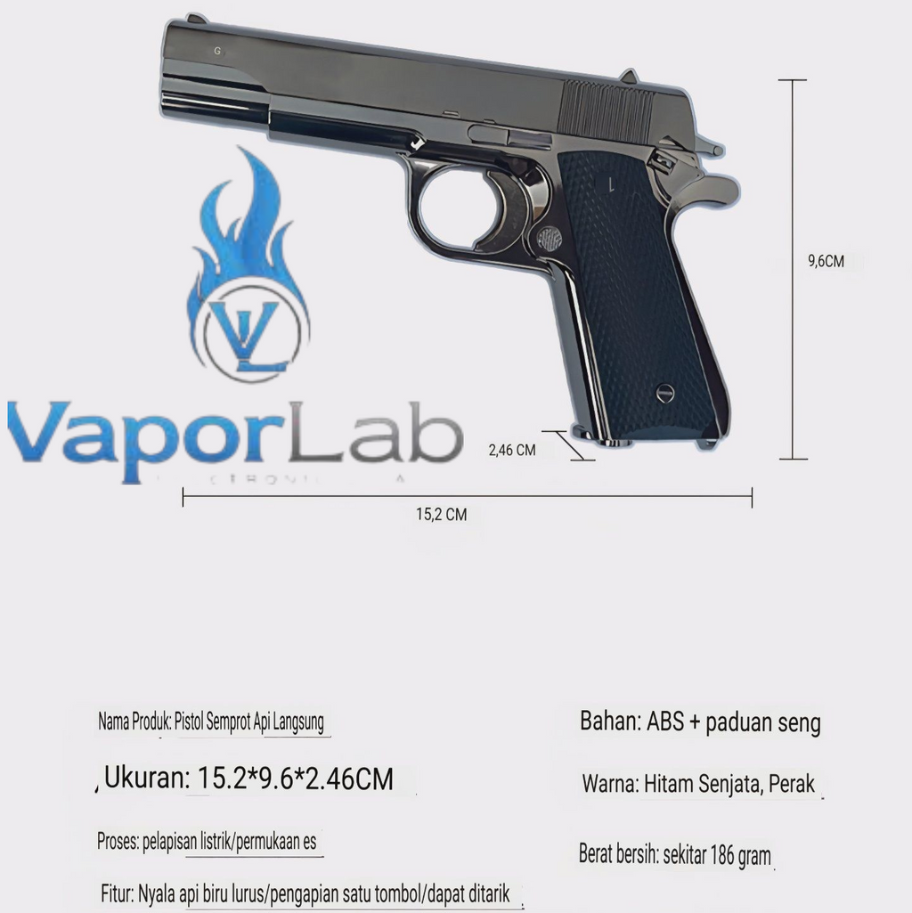 korek api gas bara las model pistol 1911 besi mini gun jet flame refillable gas lighter bisa dikokang windproof