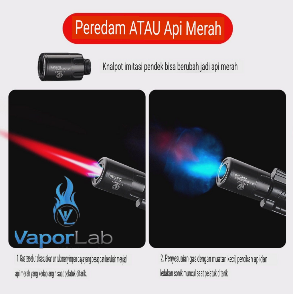 korek api gas model replika pistol revolver pyhton piton metal mini gun shaped refillable gas lighter zhonglong dengan multi laras dan muffler