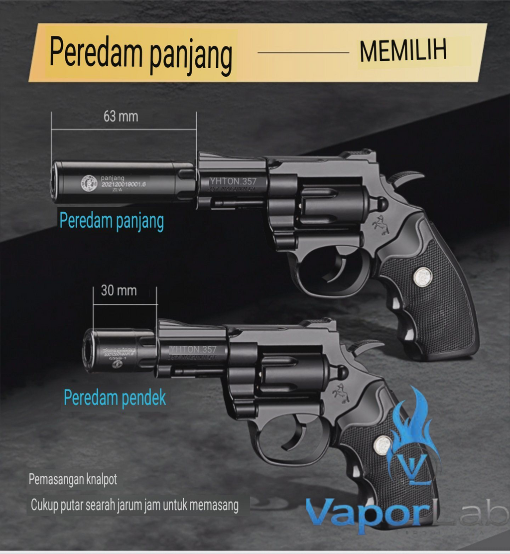 korek api gas model replika pistol revolver pyhton piton metal mini gun shaped refillable gas lighter zhonglong dengan multi laras dan muffler