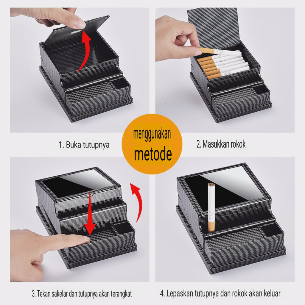 kotak pajangan meja tempat simpan rokok cigarette box display dengan tombol ejektor otomatis large capacity unik