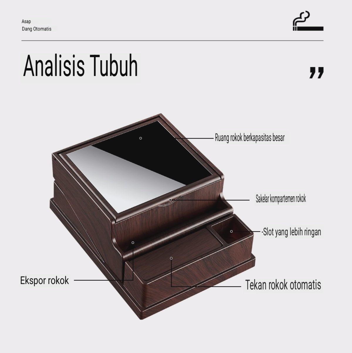 kotak pajangan meja tempat simpan rokok cigarette box display dengan tombol ejektor otomatis large capacity unik