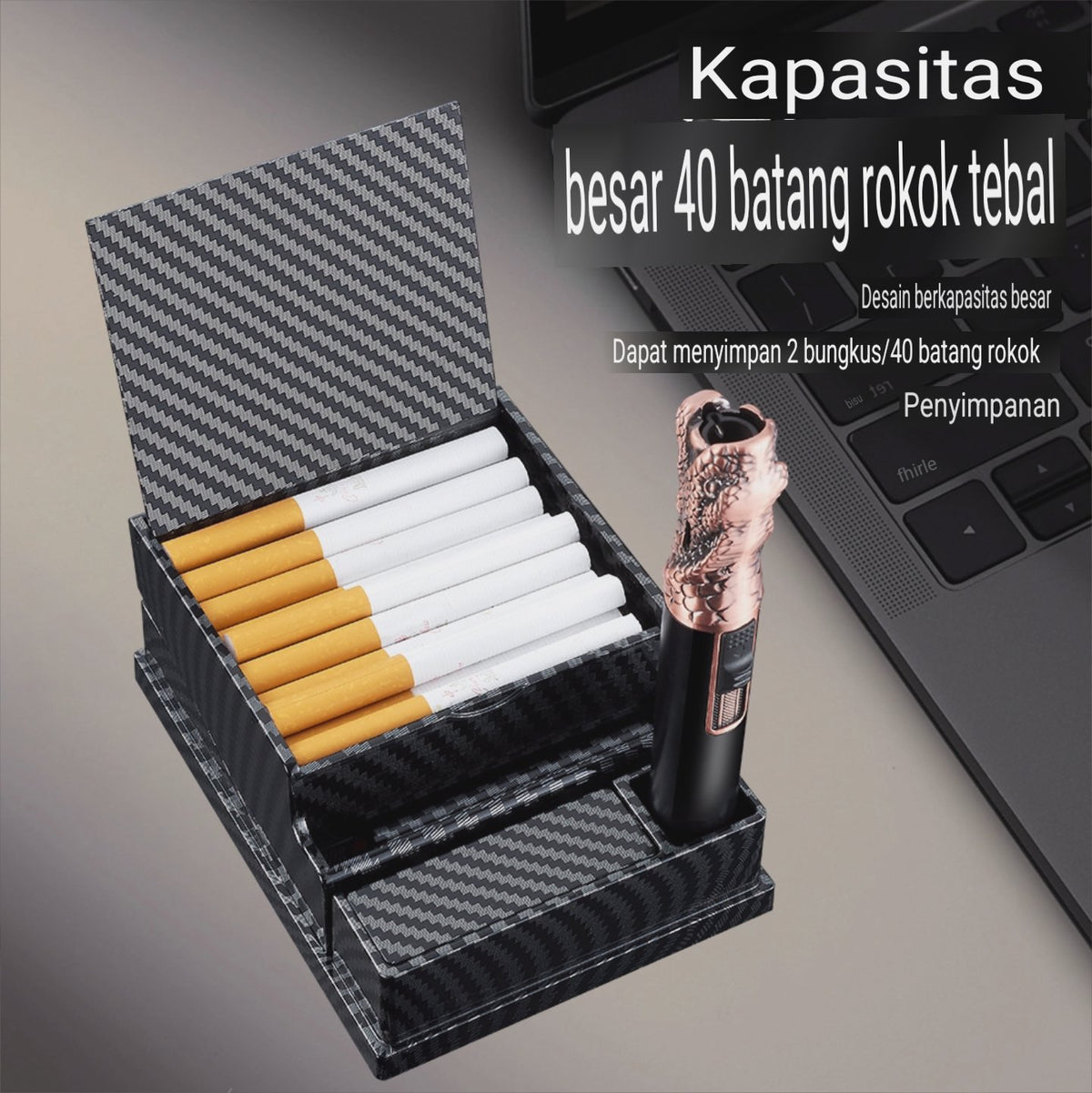 kotak pajangan meja tempat simpan rokok cigarette box display dengan tombol ejektor otomatis large capacity unik