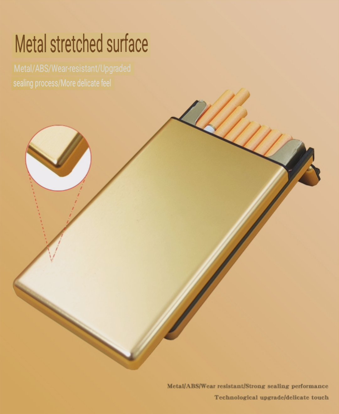 kotak tempat simpan penyimpanan rokok slim design universal all size cigarette auto slide open metal case aluminium besi tebal