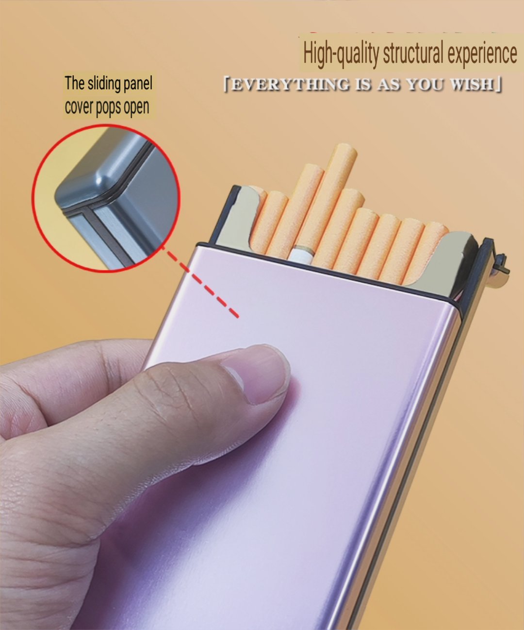 kotak tempat simpan penyimpanan rokok slim design universal all size cigarette auto slide open metal case aluminium besi tebal