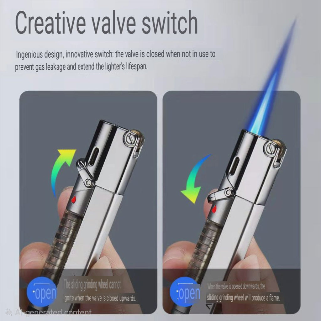 korek api roda gas aomai bara las jet torch refillable gas lighter bisa di lock ada kaca indikator transparant