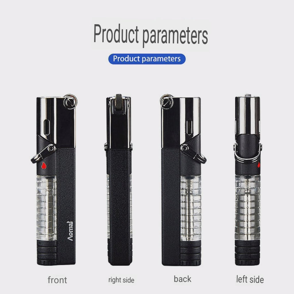 korek api roda gas aomai bara las jet torch refillable gas lighter bisa di lock ada kaca indikator transparant