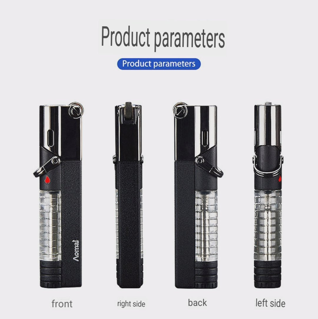 korek api roda gas aomai bara las jet torch refillable gas lighter bisa di lock ada kaca indikator transparant
