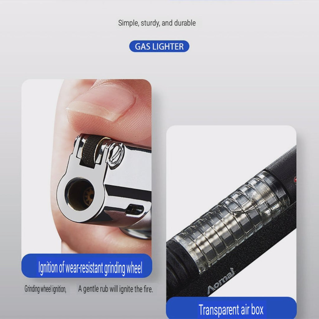 korek api roda gas aomai bara las jet torch refillable gas lighter bisa di lock ada kaca indikator transparant