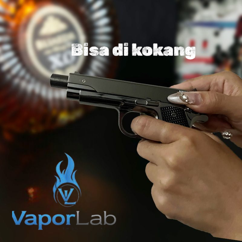 korek api gas bara las model pistol 1911 besi mini gun jet flame refillable gas lighter bisa dikokang windproof
