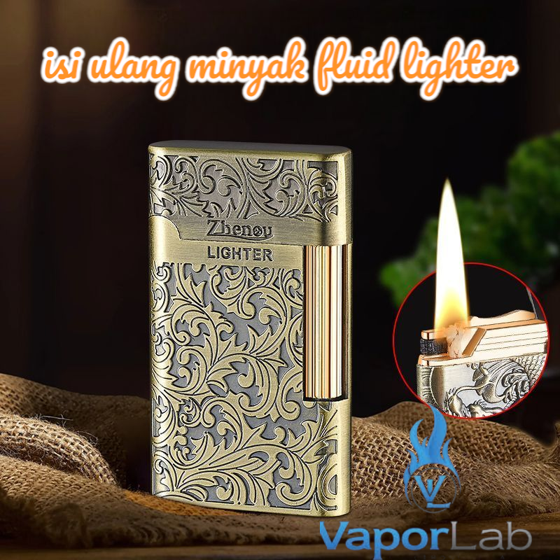 korek api roda sumbu minyak body ukiran full gesek samping vintage classic kerosene bronze oil lighter
