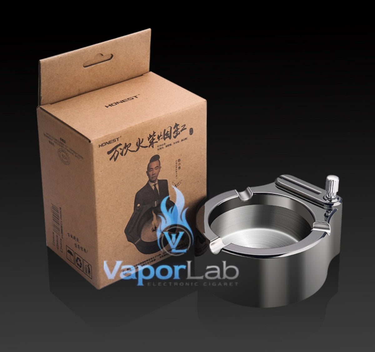 asbak plus korek api gesek isi minyak HONEST besi metal ashtray with oil lighter