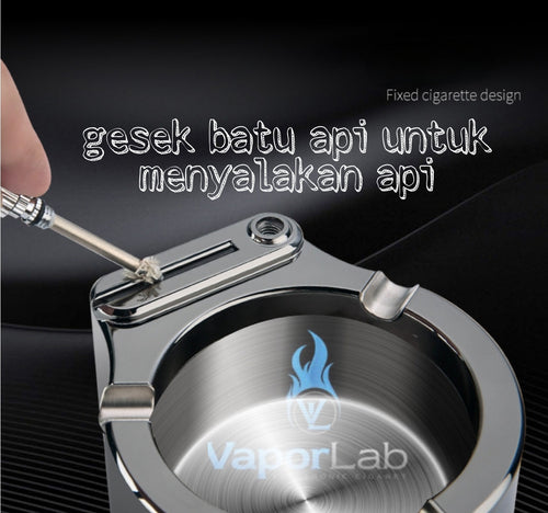 asbak plus korek api gesek isi minyak HONEST besi metal ashtray with oil lighter