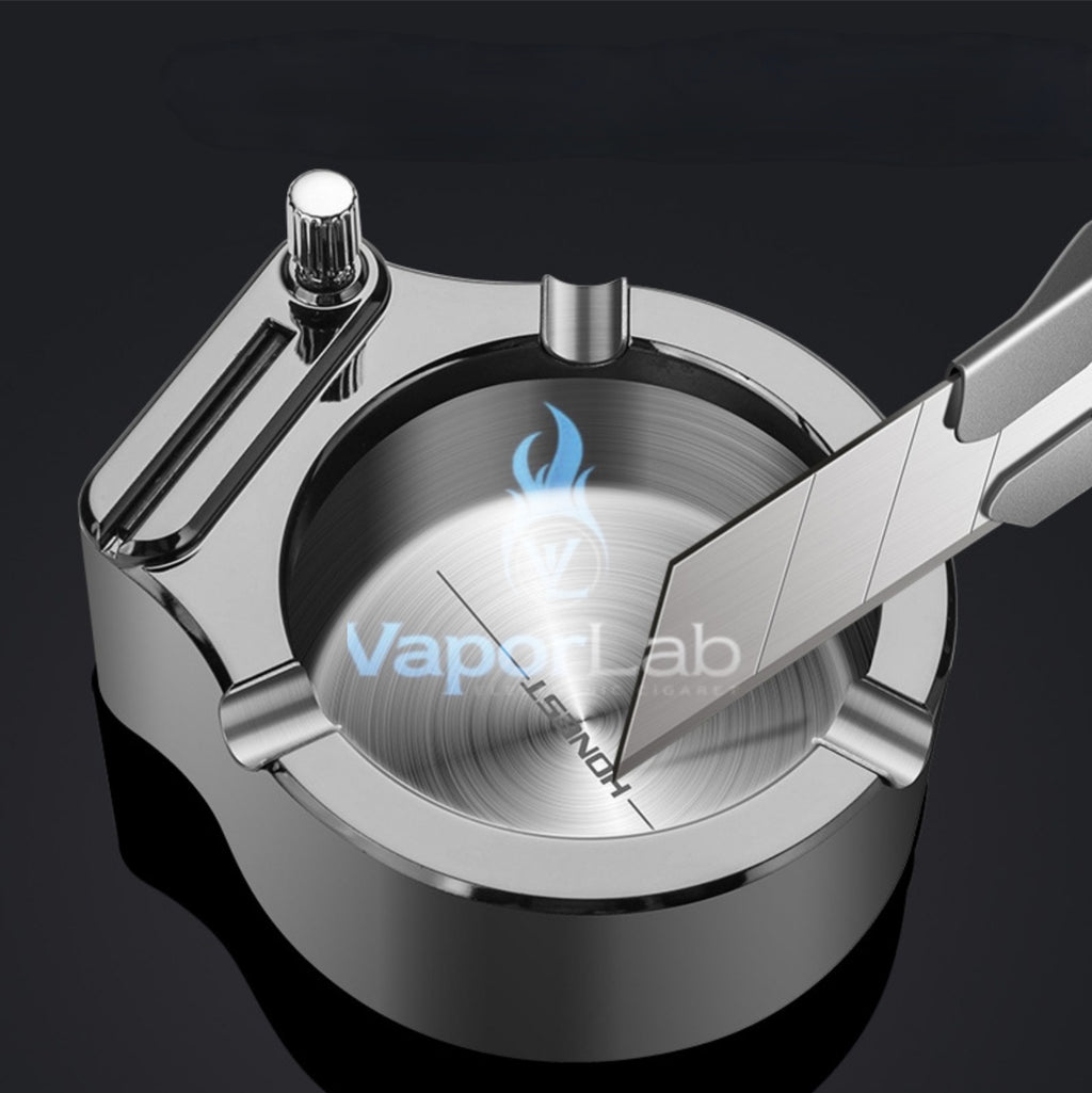 asbak plus korek api gesek isi minyak HONEST besi metal ashtray with oil lighter