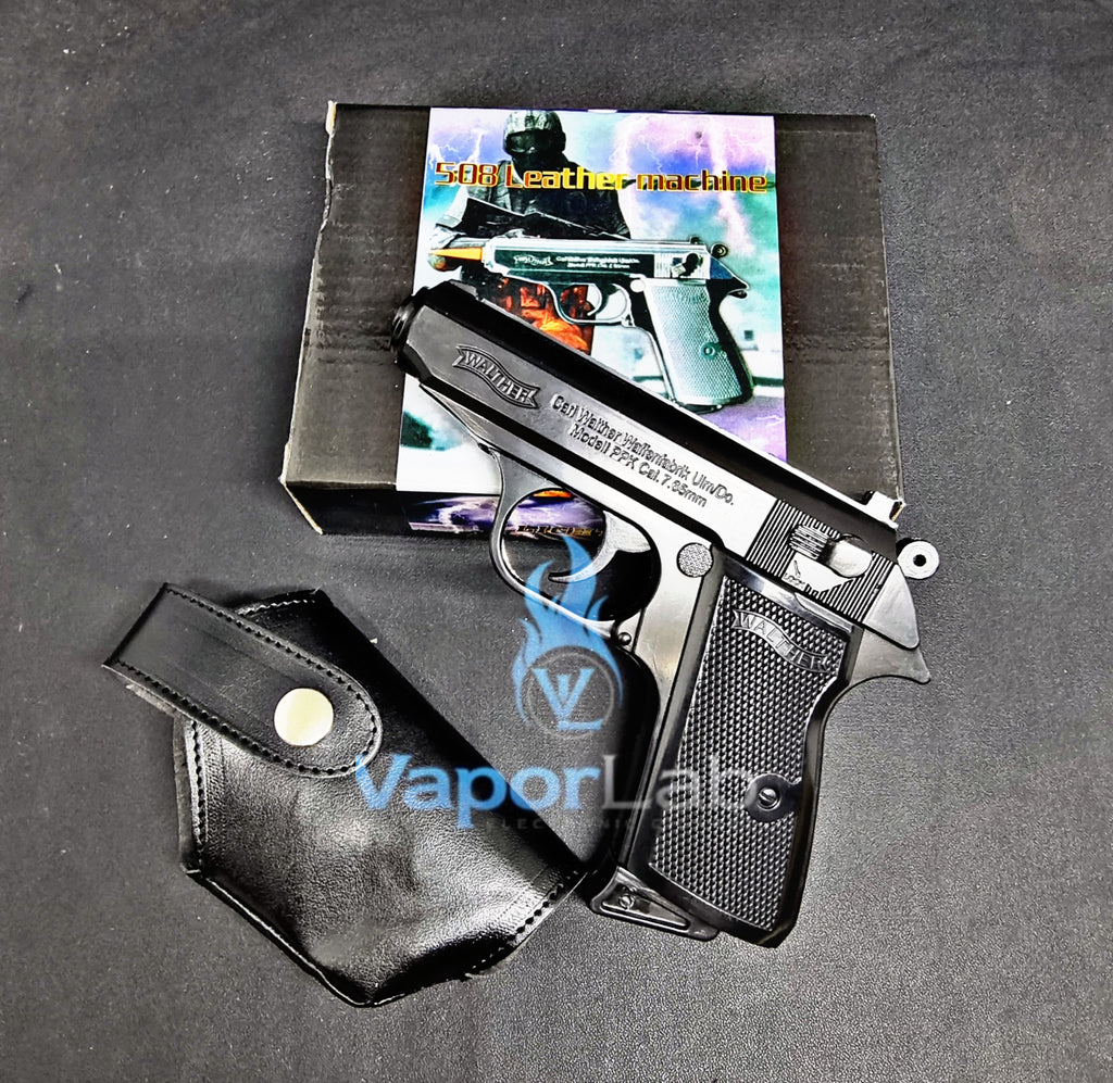 korek api gas isi ulang bara merah model pistol walther ppk besi refillable gas metal gun lighter collection display pajangan