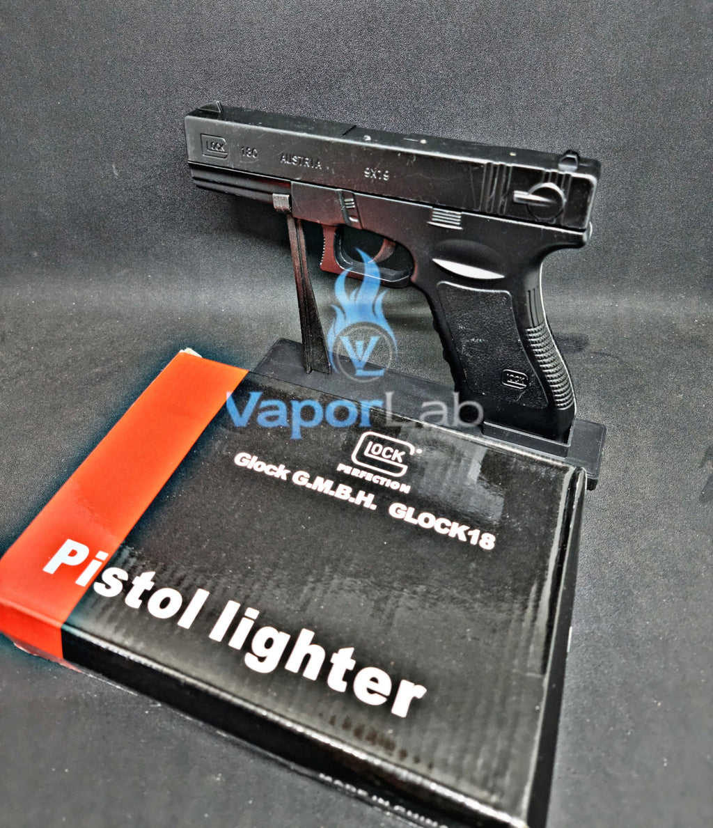 korek api gas bisa diisi ulang api bara merah model pistol glok 18 gun jet torch refillable gas lighter display collections