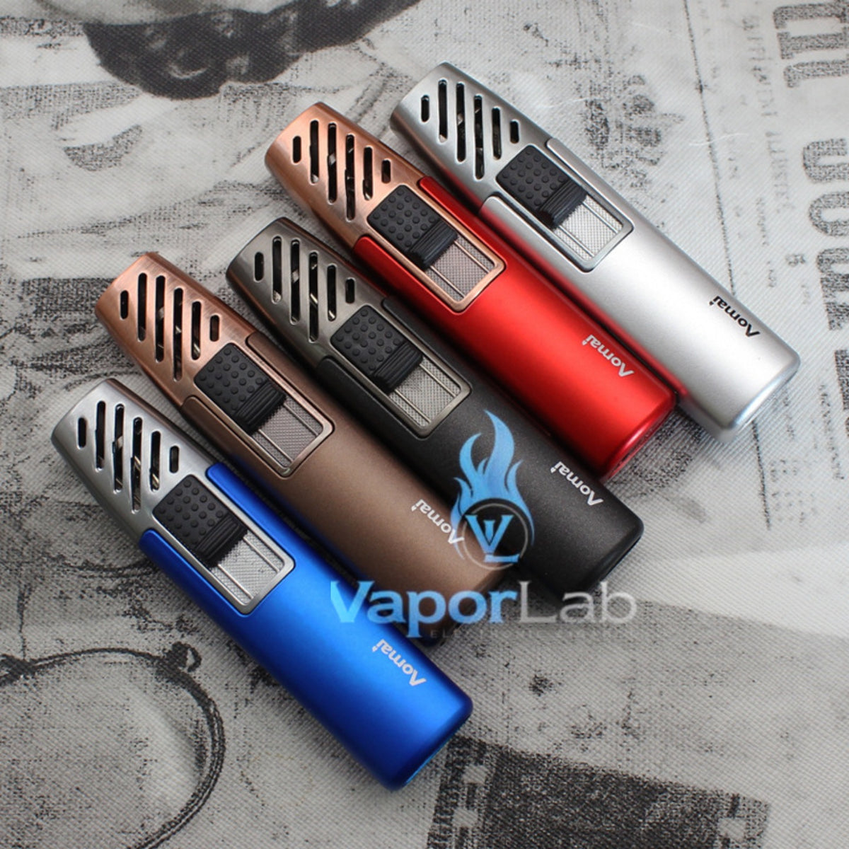 mancis korek api bara las biru merk AOMAI jet torch refillable gas lighter dengan kaca indikator