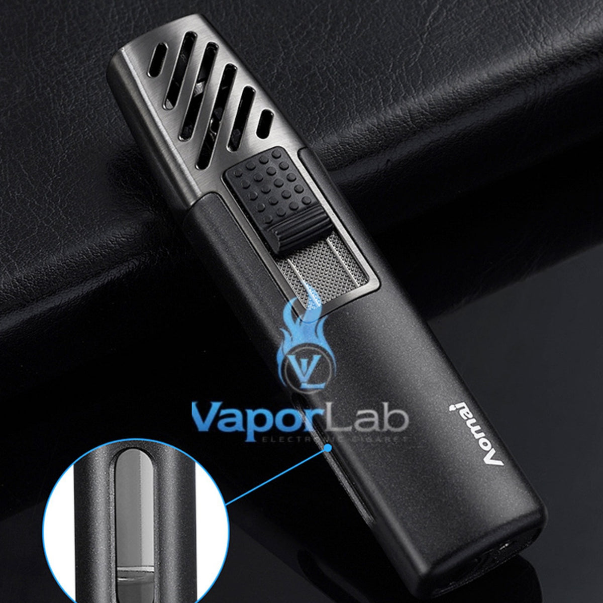 mancis korek api bara las biru merk AOMAI jet torch refillable gas lighter dengan kaca indikator