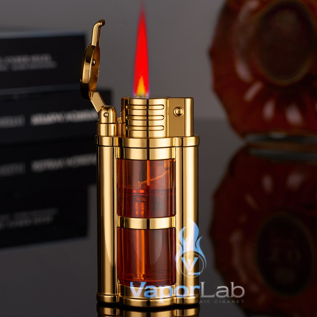 korek api bara torch refillable gas dapat diisi ulang classic vintage dengan kaca transparant windproof lighter