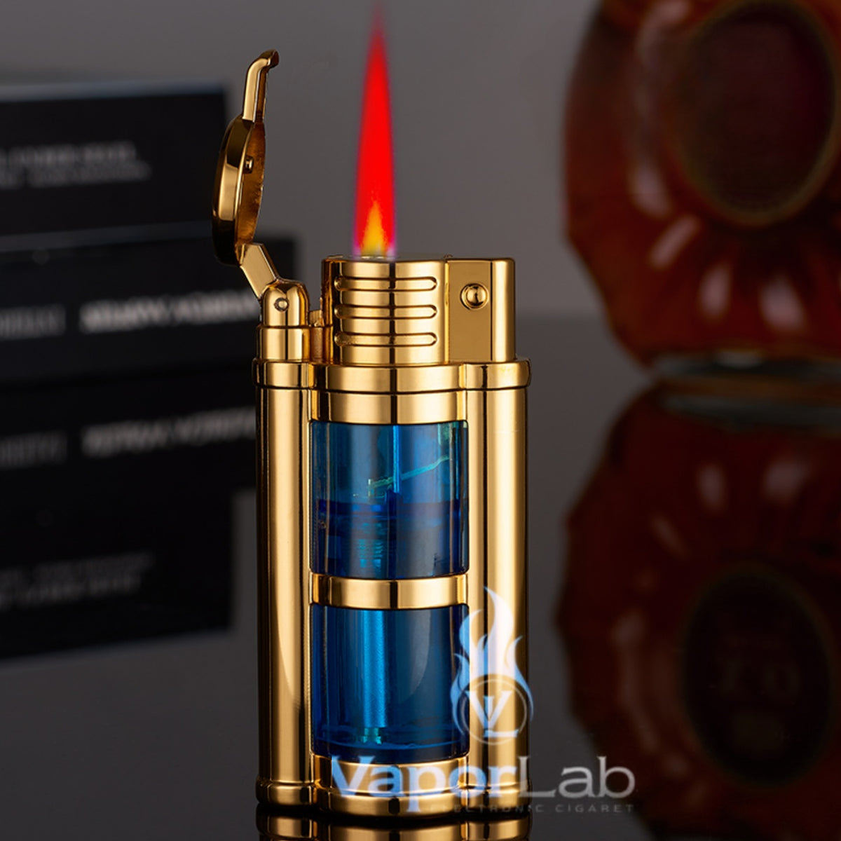 korek api bara torch refillable gas dapat diisi ulang classic vintage dengan kaca transparant windproof lighter