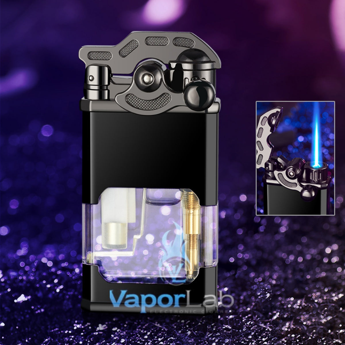 korek api gas bisa isi ulang bara las vintage jet torch dengan kaca transparant rocker arm refillable gas lighter