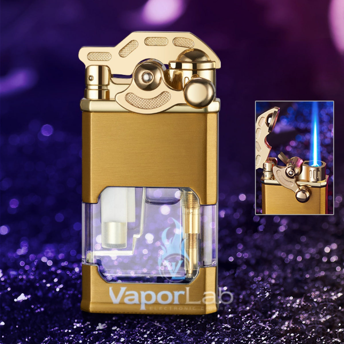 korek api gas bisa isi ulang bara las vintage jet torch dengan kaca transparant rocker arm refillable gas lighter