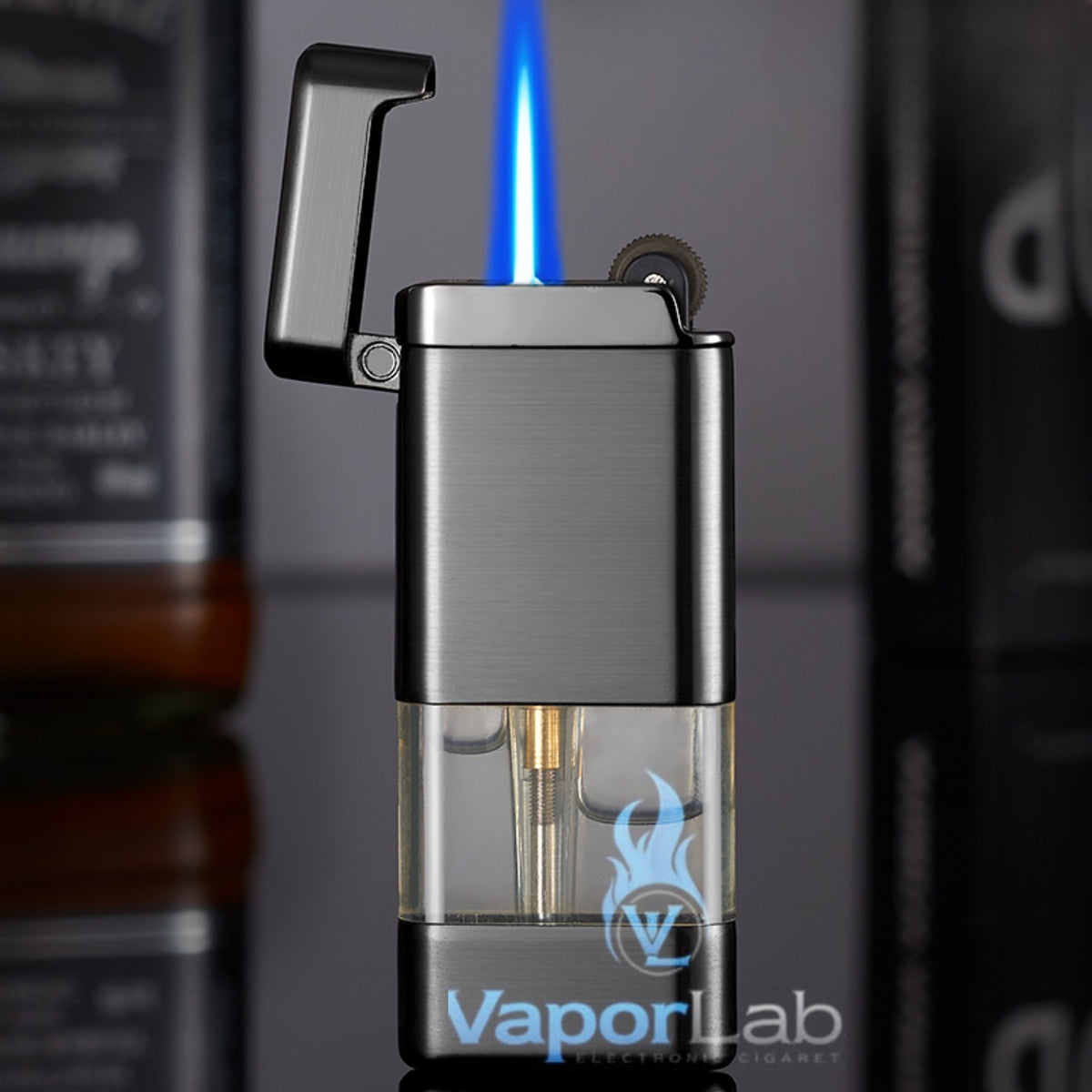 korek api roda api bara las slim gas torch refillable lighter polos dengan kaca gas transparant