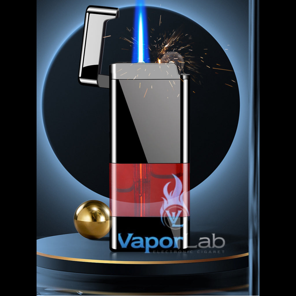 korek api roda api bara las slim gas torch refillable lighter polos dengan kaca gas transparant