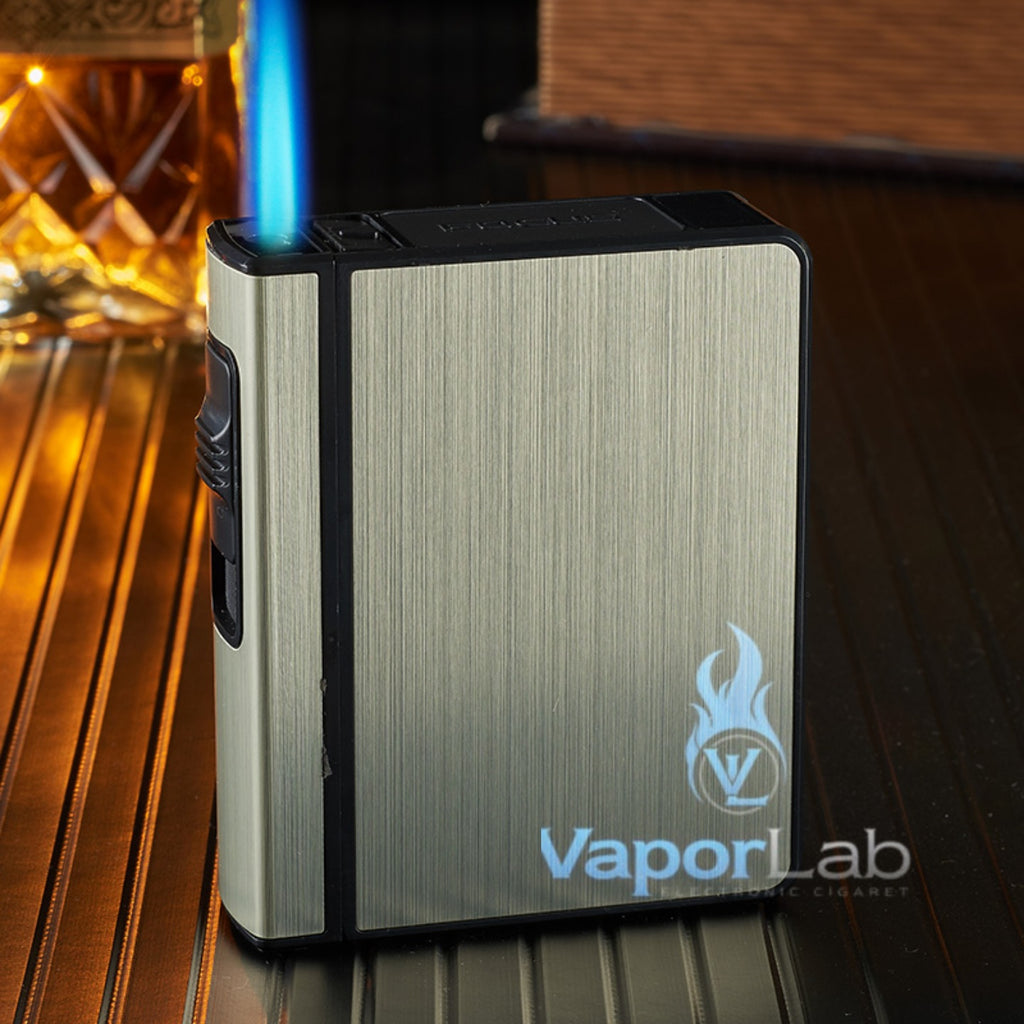 kotak box tempat simpan rokok plus korek api gas bisa di isi ulang isi 20  metal cigarette case with refillable gas lighter FOCUS YH105