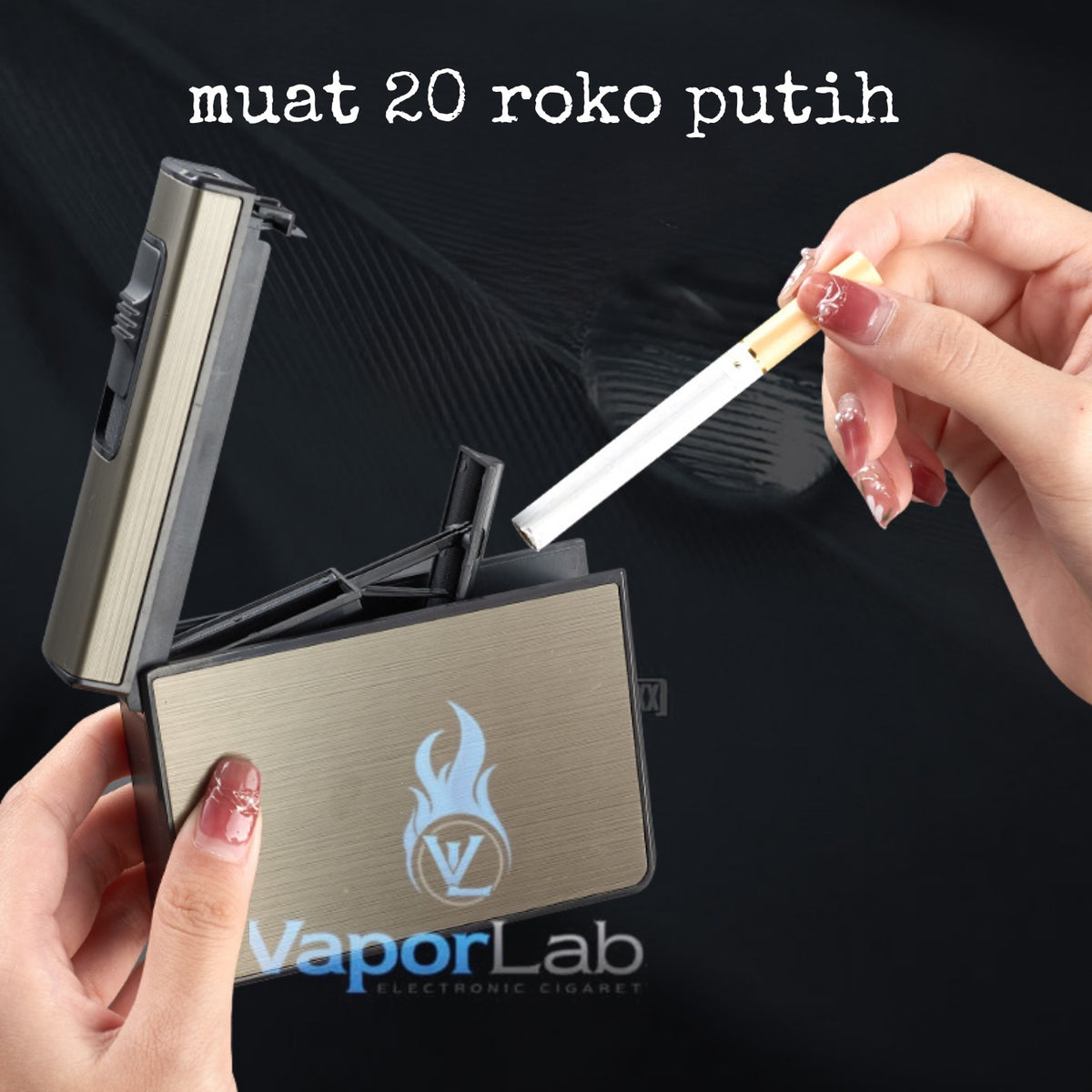 kotak box tempat simpan rokok plus korek api gas bisa di isi ulang isi 20  metal cigarette case with refillable gas lighter FOCUS YH105