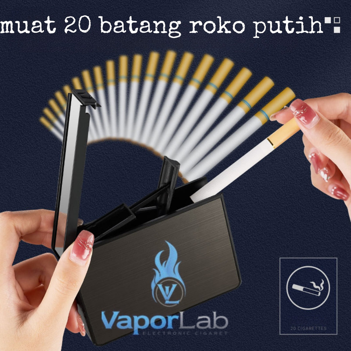 kotak box tempat simpan rokok plus korek api gas bisa di isi ulang isi 20  metal cigarette case with refillable gas lighter FOCUS YH105