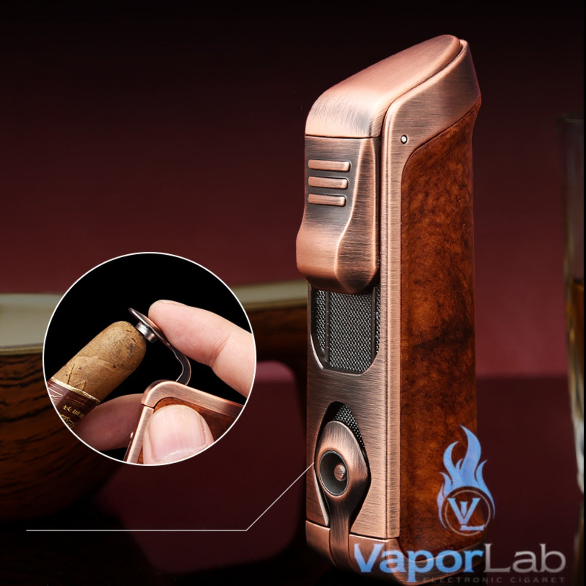korek api cerutu bara las honest original triple jet torch refillable gas metal cigar lighter with hole puncher