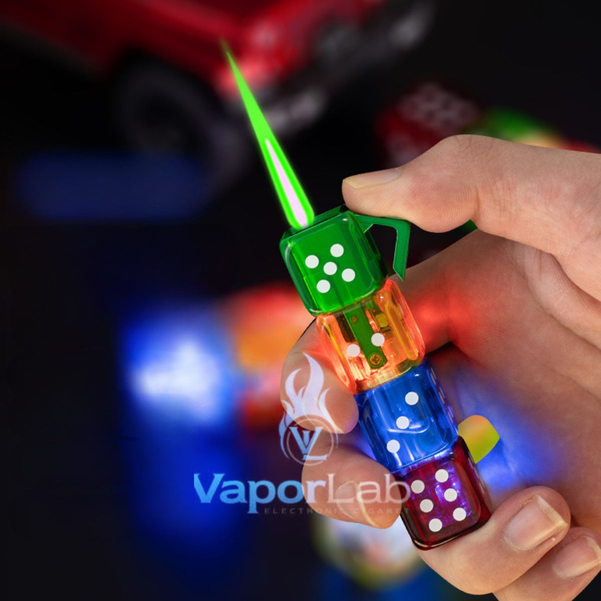 korek api model dadu bara jet torch transparant dice refillable gas lighter ada lampu kelap kelip unik lucu
