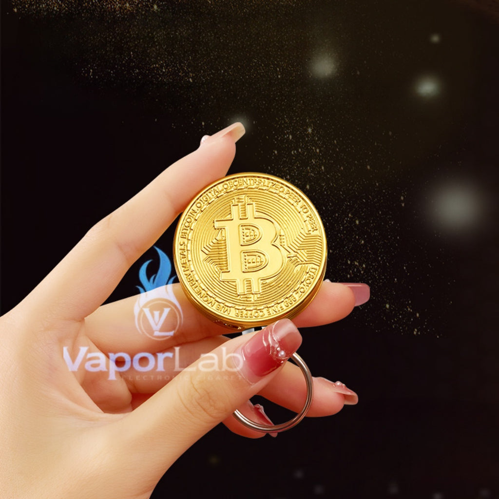 korek api gantungan kunci model bitcoin gold coin key chain refillable gas lighter unik lucu